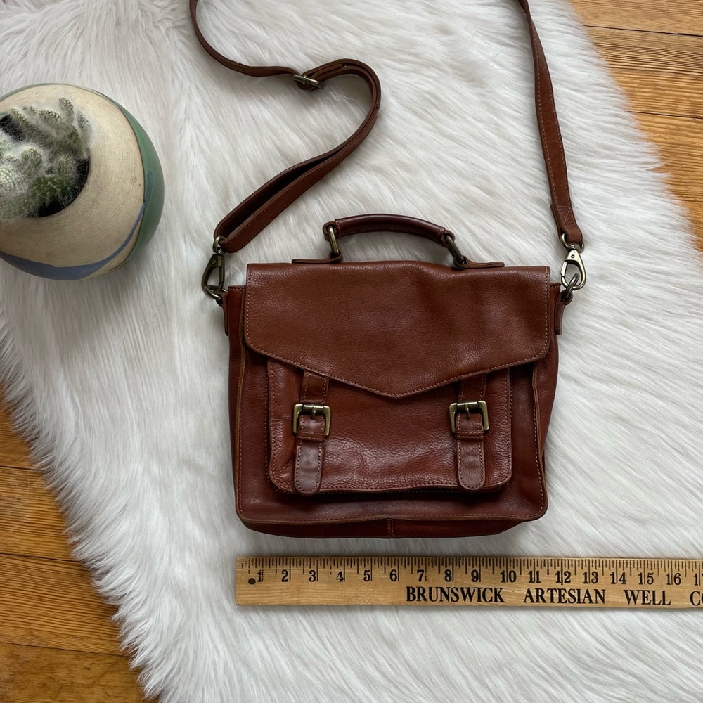 Fat Face Brown Leather Satchel Crossbody Bag - Picture 4 of 13